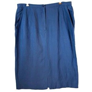 Vintage Talbots Skirt Womens 16 Peacock Blue 100%‎ Irish Linen Pockets Maxi
